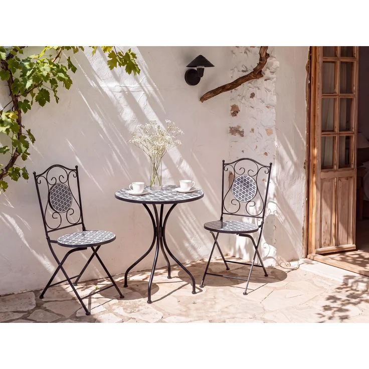 Bistro Set SIROLO Metall Weiß Blau – Bild 3