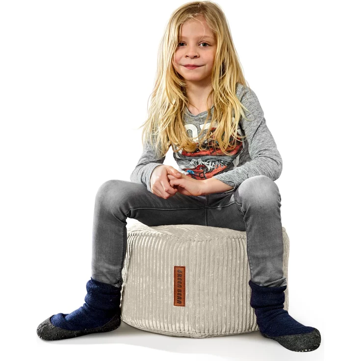 Green Bean® Indoor Sitzhocker Pouf 45x25cm EPS-Perlen Füllung & Cordstoff Kuschelig Weich Waschbar - Beige – Bild 8