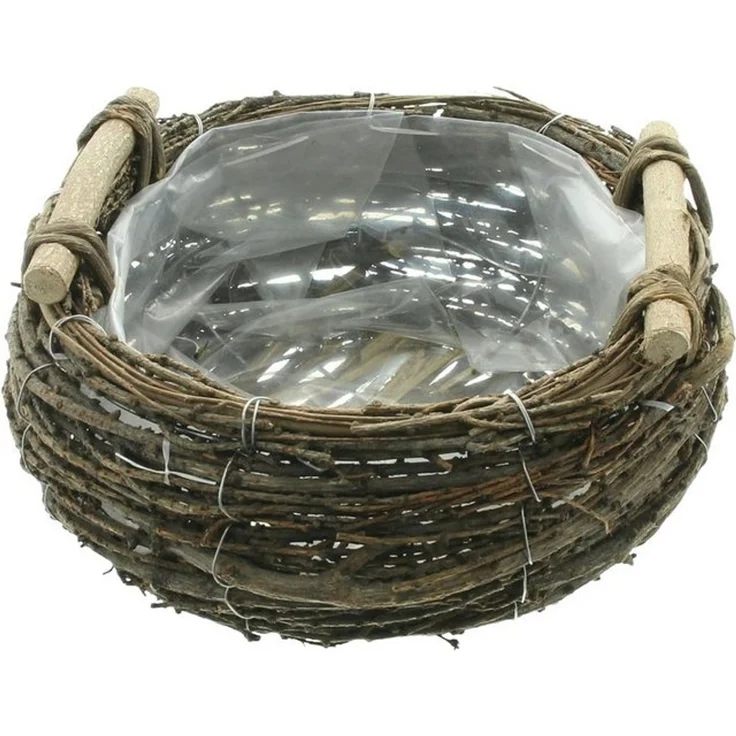 Dekoleidenschaft Pflanzschale Pflanzkorb "Birkenreisig" groß Ø 30 cm, Blumentopf, Holz Pflanzgefäß, Pflanztopf, Blumenschale, Korb, Handarbeit, Gartendeko für Draußen – Bild 4