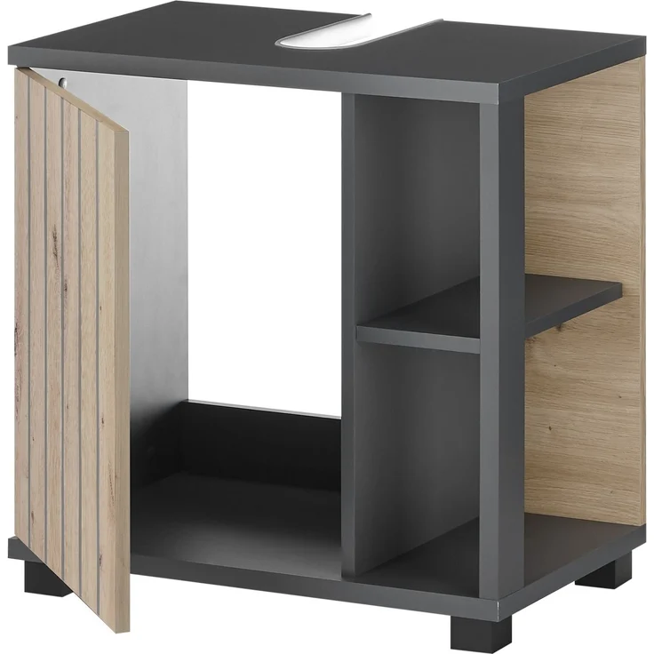 NIZZA Badezimmer Waschbeckenunterschrank in Graphit, Artisan Eiche Optik - Bad Unterschrank Badezimmerschrank mit viel Stauraum - 60 x 60 x 37 cm (B/H/T) – Bild 6
