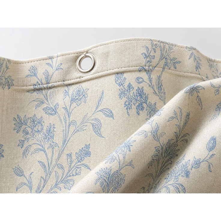 Wasserdichter Duschvorhang mit Blumendruck für Badezimmer Beige-Blau, 220x180 cm – Bild 3