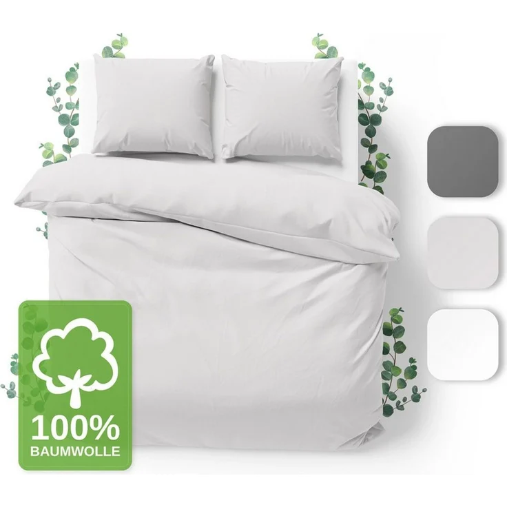 Jacobson Bettwäsche Set - 100% Baumwolle, Perkal, 3 teilig, Erhältlich in den Größen 135x200, 155x220, 200x200, 200x220, 240x220 – Bild 1