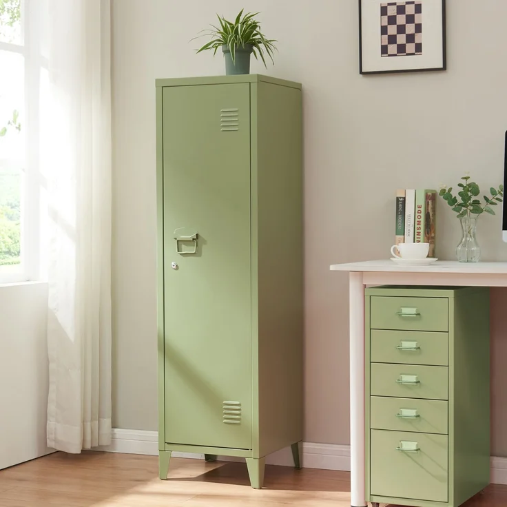 Einzelspind Kurikka 137x38x38 cm Olivgrün [en. casa] – Bild 1