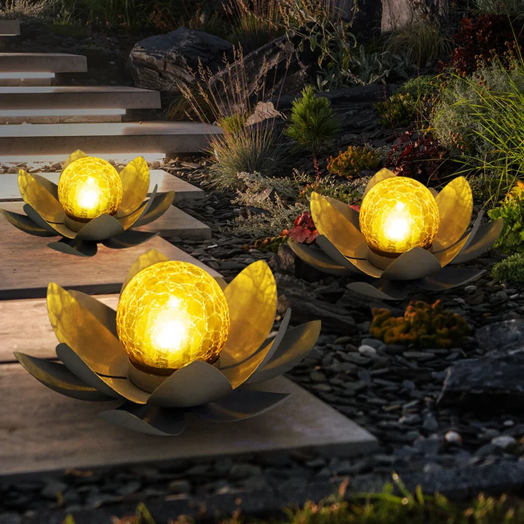 3er Set LED Solarleuchten mit Glas Kugel in Crackle Optik – Bild 7