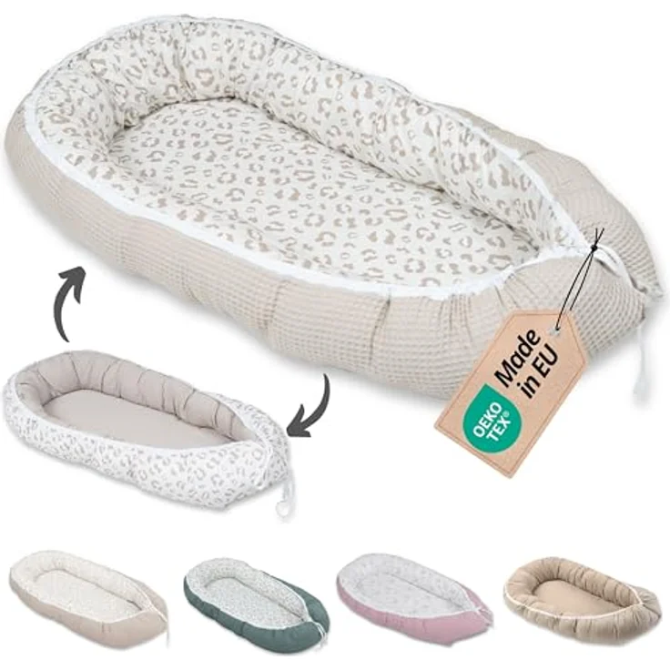 ULLENBOOM ® Bettnestchen Kuschelnest Baby 55x95 cm, kuscheliges Babynest, Made in EU, (1-tlg), Ideal für Neugeborene als Reisebett, Leo – Bild 2