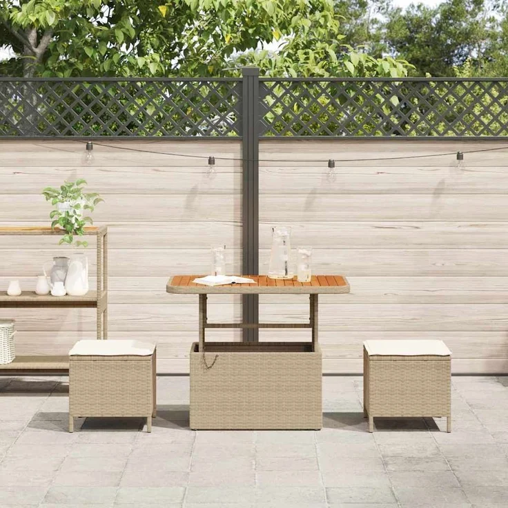 vidaXL Garten Essgruppe Beige Poly-Rattan 42007918 – Bild 3