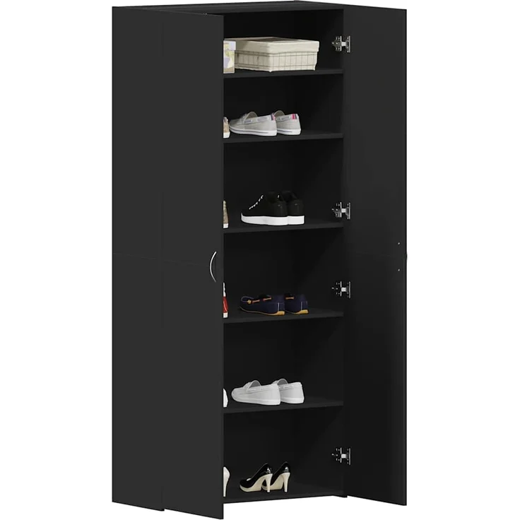 vidaXL Schuhschrank mit Regal Schwarz 80 x 35,5 x 180 cm Holzwerkstoff 3333837 – Bild 2