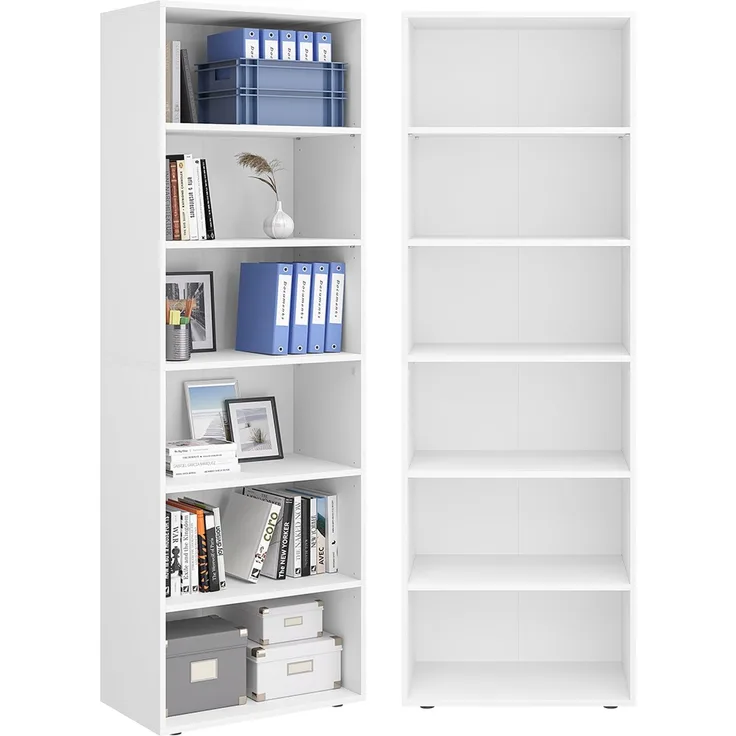 Bellamio 'Apol' Standregal, Regal mit 6 Ablagefächern, weiß, 176x60x33 cm, Bücherregal mit verstellbaren Böden