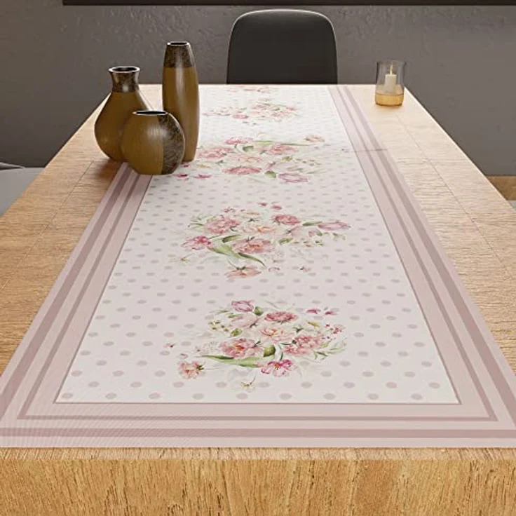 Petti Artigiani Italiani - Zubehör für Küchentextilien, eleganter Tischläufer, 40 x 140 cm, aus Mikrofaser, Tischdecke mit Digitaldruck, Pois Puder, 100 % Made in Italy – Bild 2