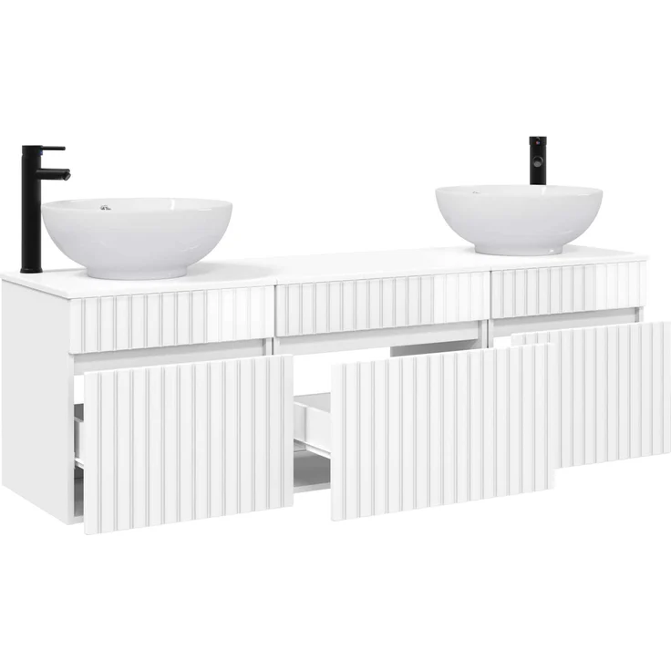 vidaXL Badezimmerschrank-Set 3 stk. Hochglanz Weiß 157 x 44,5 x 80 cm 3405761 – Bild 3