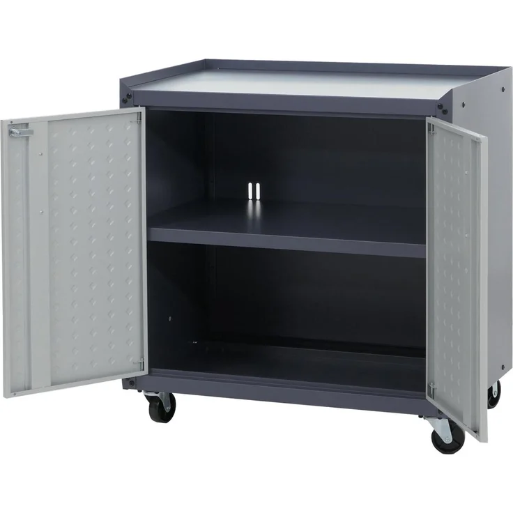 Rollschrank HWC-O52, Werkstattwagen Rollwagen, abschließbar Rollen 2 Staufächer Stahl 80x77x50cm ~ hellgrau/dunkelgrau – Bild 8