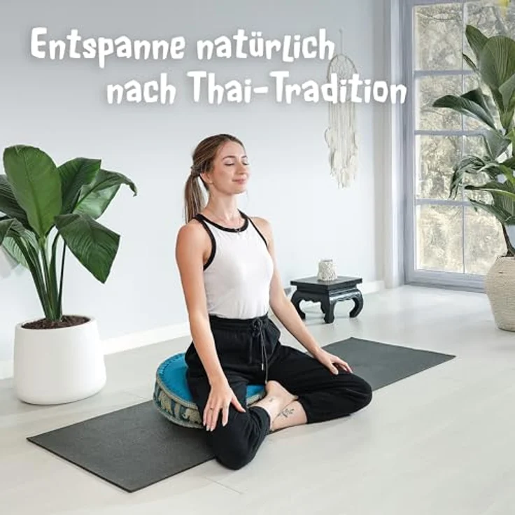 livasia Meditationskissen Zafukissen groß (Deluxe) vegan und handgefertigt, 44x15cm, Kapok – Bild 7