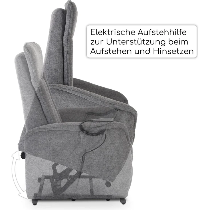 Raburg TV-Sessel Fernsehsessel mit Aufstehhilfe, Relaxsessel mit Liegefunktion, Marie, elektrisch mit Fernbedienung, 2 Motoren, bis 120 kg – Bild 3