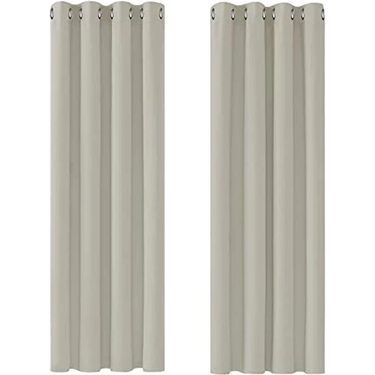 Deconovo Vorhang Blickdicht Verdunkelungsvorhang Ösenvorhang Gardinen gegen Kälte Vorhänge Wohnzimmer, 175x140 cm(HöhexBreite) cm, Creme, 2er Set – Bild 2