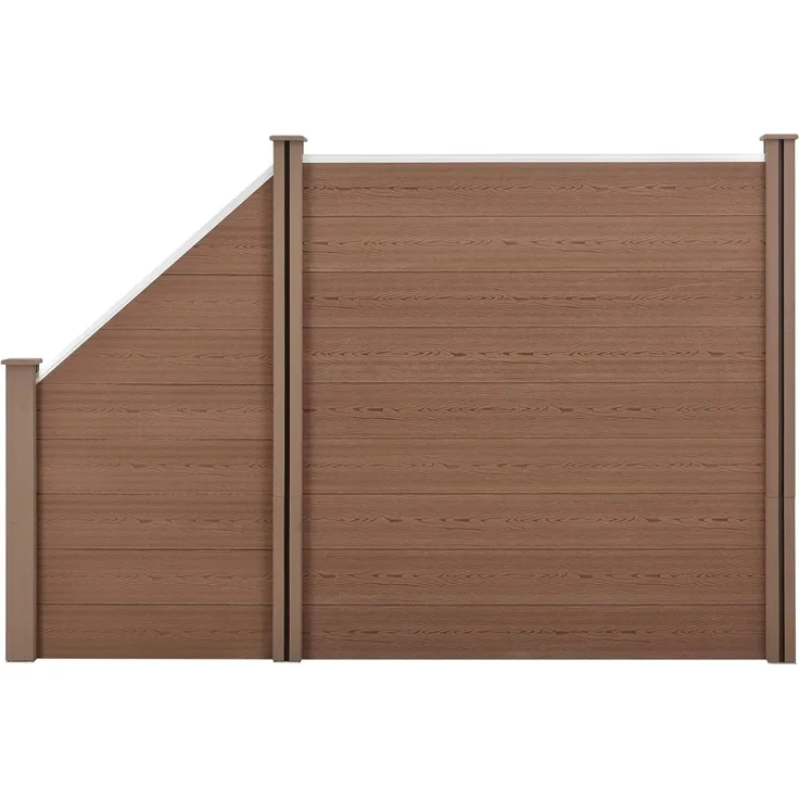 WPC Gartenzaun mit Schrägelement 183x277 cm braun [neu. holz]