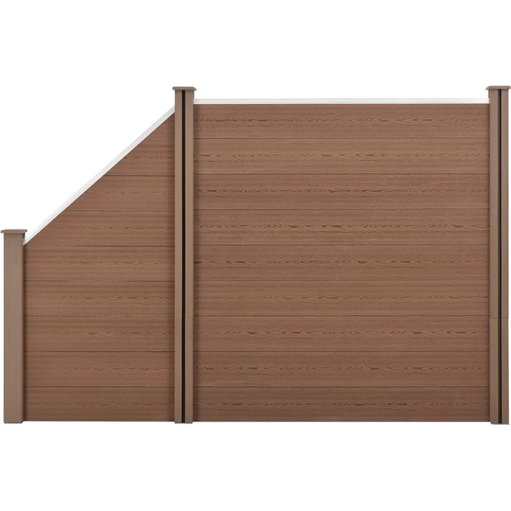 WPC Gartenzaun mit Schrägelement 183x277 cm braun [neu. holz] – Bild 1