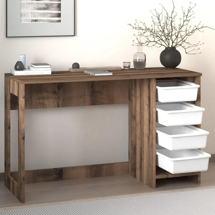 Skye Decor 'Hero - White, Antique Walnut' Schreibtisch, Weiß / Antik-Walnuss, 120 x 73 x 45 cm – Bild 5