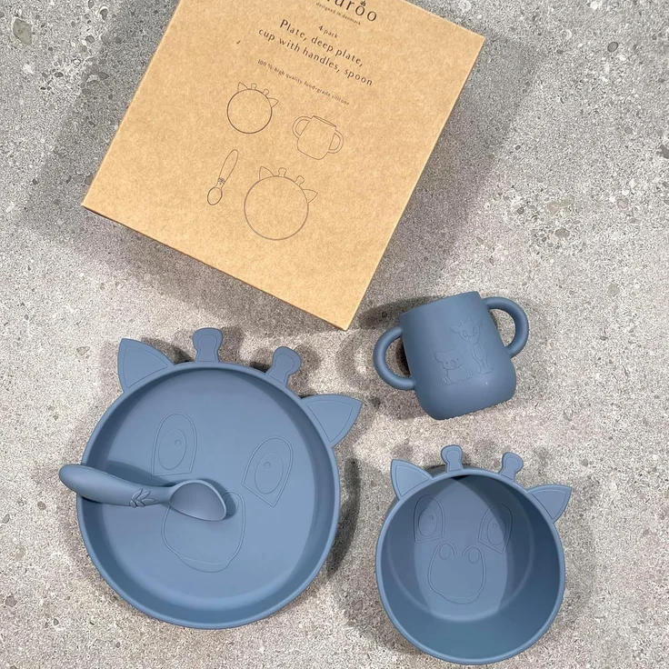 Nuuroo Lykke Silikon-Geschirrset 4-teilig Giraffe Bearing Sea – Bild 6
