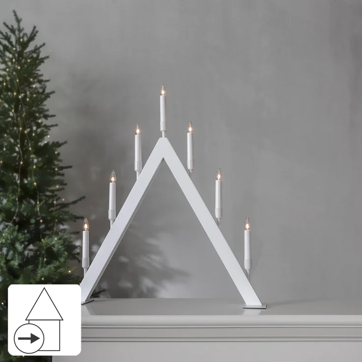 Lichterbogen ,Vind', 7-flammig, Holz, weiß – Bild 3