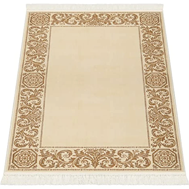 Belle Arti Teppich Luxus Teppich Wohnzimmer Barock schwarz gold beige oder rot kurzflor, Rechteckig, flauschig – Bild 2