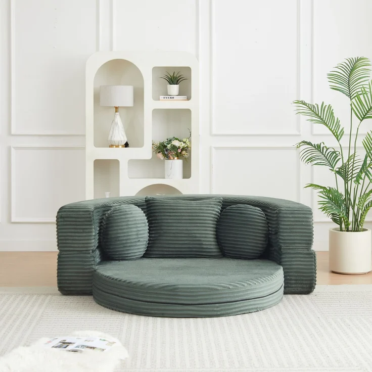 ZUBALIYA SchlafSofa mit USB - Anschluss, mit Schreibtisch, mit Cordbezug, mit Schaumstoffpolsterung, für Wohnzimmer und Apartments – Bild 7