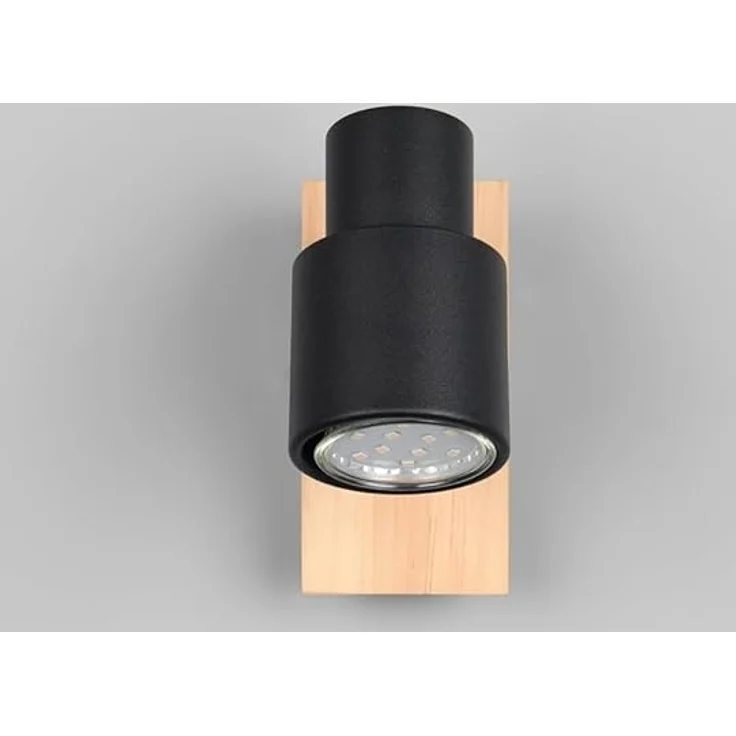 Wandstrahler PIERRE mit Schalter, Metall Schwarz & Holz, Breite 6cm – Bild 7