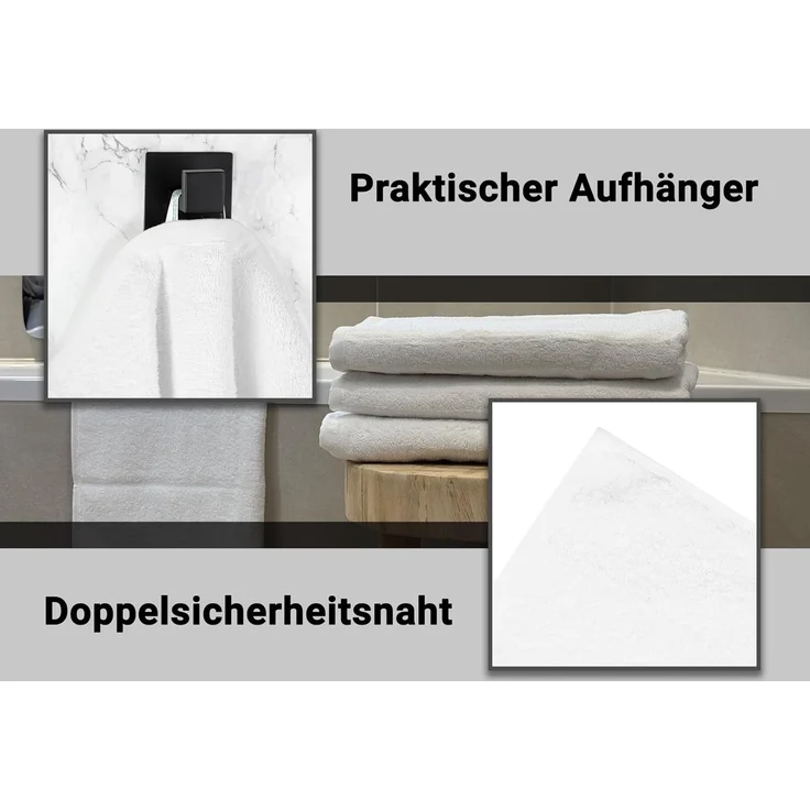 ZOLLNER Premium Handtuch-Set, 10 Stück, reine Baumwolle, 50x100 cm, Weiß – Bild 5
