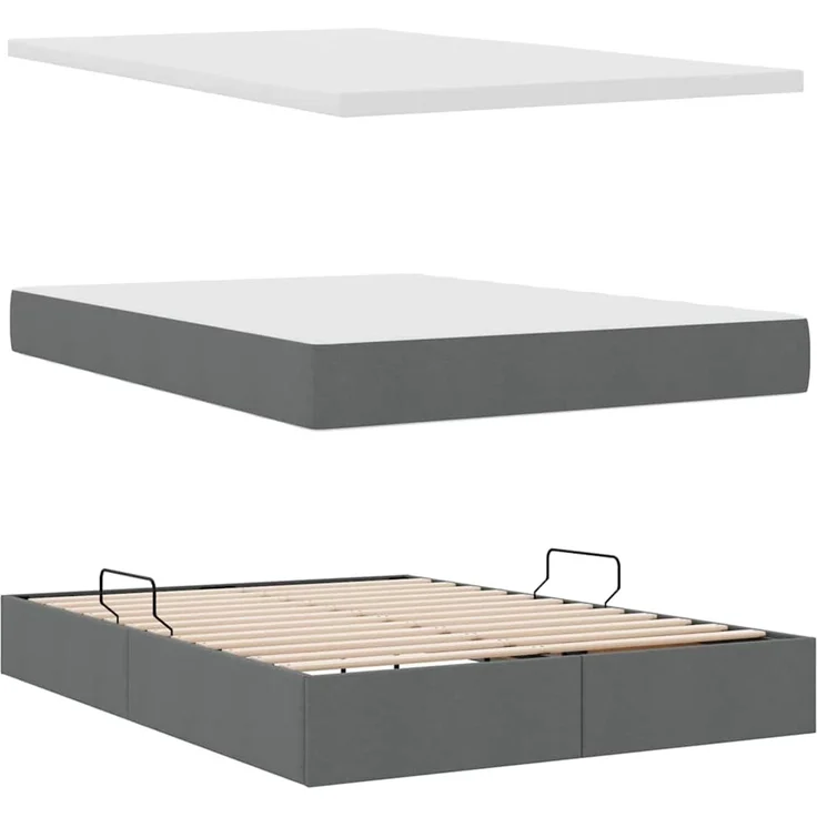 vidaXL LED-Speicherbett mit Matratze Dunkelgrau 140 x 200 cm Stoff 3372358 – Bild 9