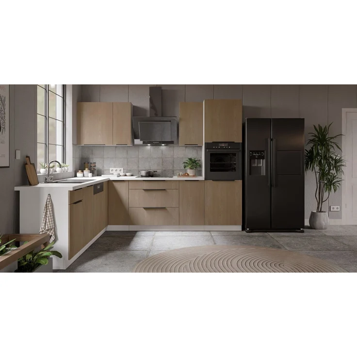 Winkelküche CREMONA ECKE 2 - 250 x 270 cm Eiche hell Küchenzeile Küchenblock Singleküche Einbauküche Küche Eckküche – Bild 2