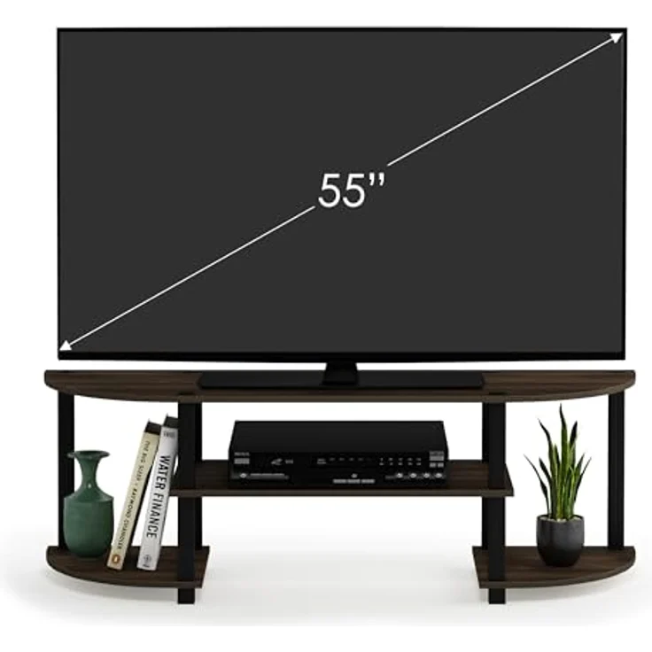 Furinno Turn-S-Tube Breites TV-Schrank, Fernsehtisch, TV-Regal, Fit TV-Größe bis zu 55", Columbia Walnut/Schwarz, 34 x 120 x 40 cm – Bild 5