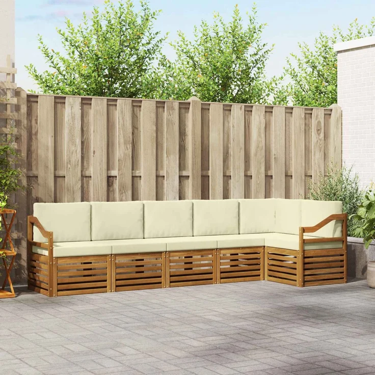 vidaXL Outdoor-Sofagarnitur 6 stk. 6-Sitzer Natur und Creme 3374905 – Bild 1
