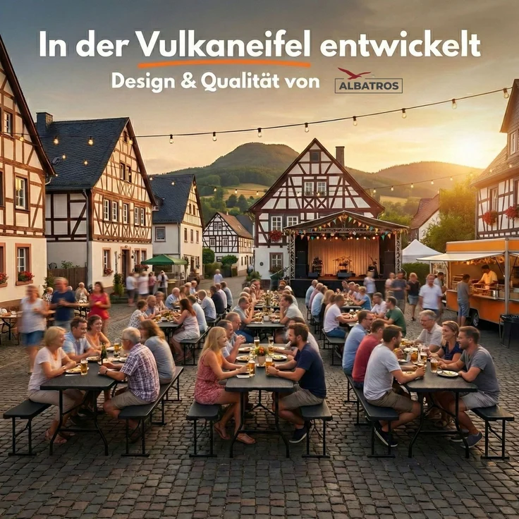 Albatros Bierzeltgarnitur Rattan – robuste Biertischgarnitur Klappbar und hohe Tragkraft – Set aus 2x Bierbank und 1x Biertisch für bis zu 10 Personen – Bierbankgarnitur – Bild 9