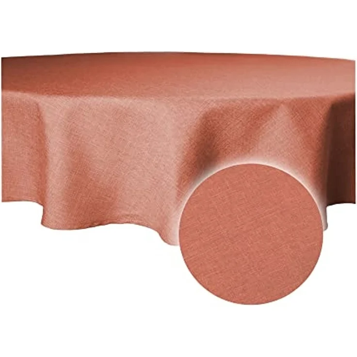 Haus und Deko Tischdecke Tischdecke rund 140 cm Ø beschichtet Leinenoptik wasserabweisend (1-tlg) – Bild 2