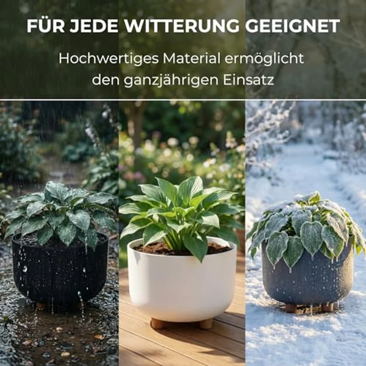 LAMELA Kunststoff Blumentopf rund mit Füßen, Ø 27 cm, 7,4 L - Schwarz – Bild 5