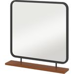 HOMCOM Wandspiegel 54,5 x 50,5 cm mit Ablage aus Holz (Flurpiegel, 1-St, Dekospiegel), für Schlafzimmer, Badezimmer, Schwarz