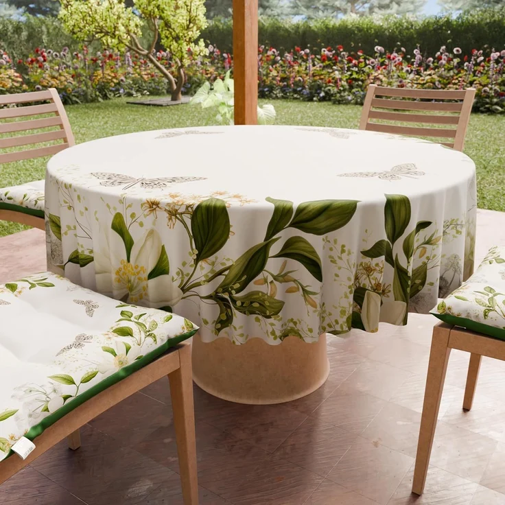 PETTI Artigiani Italiani - Schmutzabweisende runde Tischdecke aus Mikrofaser (Durchmesser 200 cm), Küchentischabdeckung für runden Tisch, Blumenmuster, 100% Made in Italy