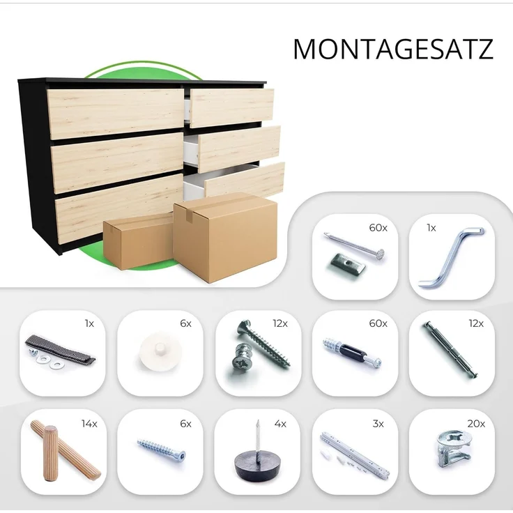 ibonto KOMMODE ANTHRAZIT / ARTISAN EICHE 40x138x75cm (H 75 x T 40 x B 138 cm) – Bild 5