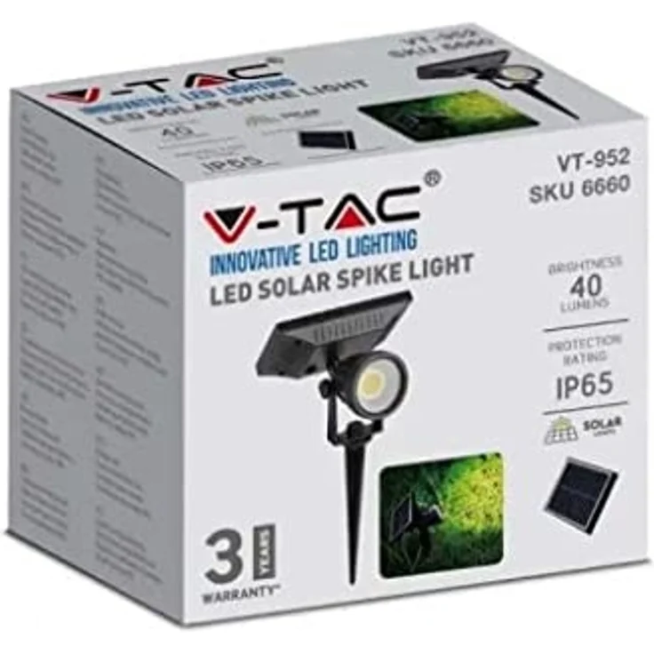 V-TAC 6662 VT-952 Solar-Haushaltslampe LED (RGB) 2 W Schwarz – Bild 2