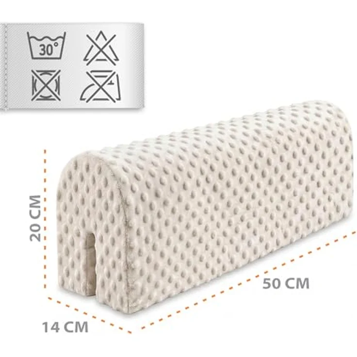 Bettkantenschutz für Kinderbetten 50 cm - Schutz für Bettrahmen Baby Bett rausfallschutz für boxspringbett bettgitter mit Bezug Kantenschutz Kinder Babybett Hellbeige – Bild 3