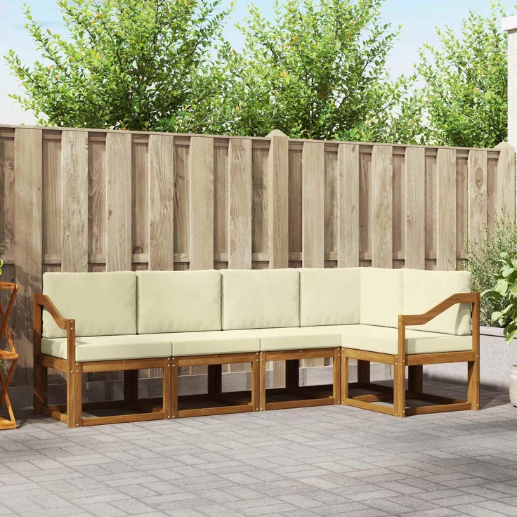 vidaXL Outdoor-Sofagarnitur 5 stk. 5-Sitzer Natur und Creme 3366408 – Bild 1