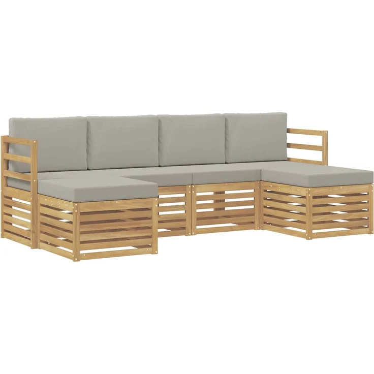 vidaXL Outdoor-Sofagarnitur 6 stk. 6-Sitzer Weiß und Hellgrau 3392256 – Bild 2