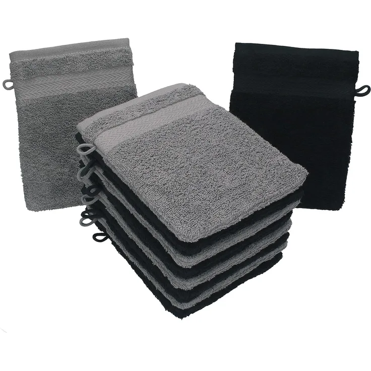Betz Waschhandschuh 10 Stück Premium 16x21 cm Farbe anthrazit und schwarz, (10-St)