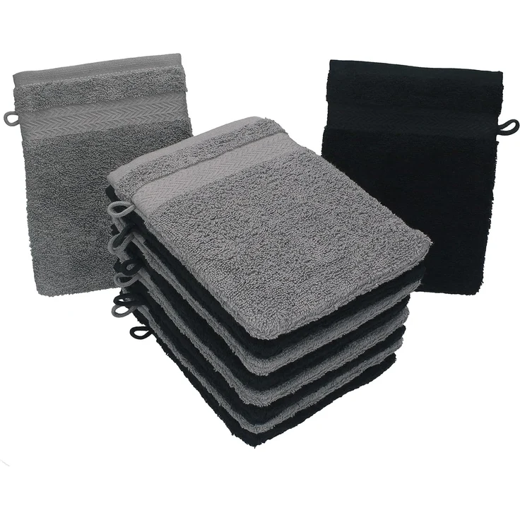 Betz Waschhandschuh 10 Stück Premium 16x21 cm Farbe anthrazit und schwarz, (10-St) – Bild 1