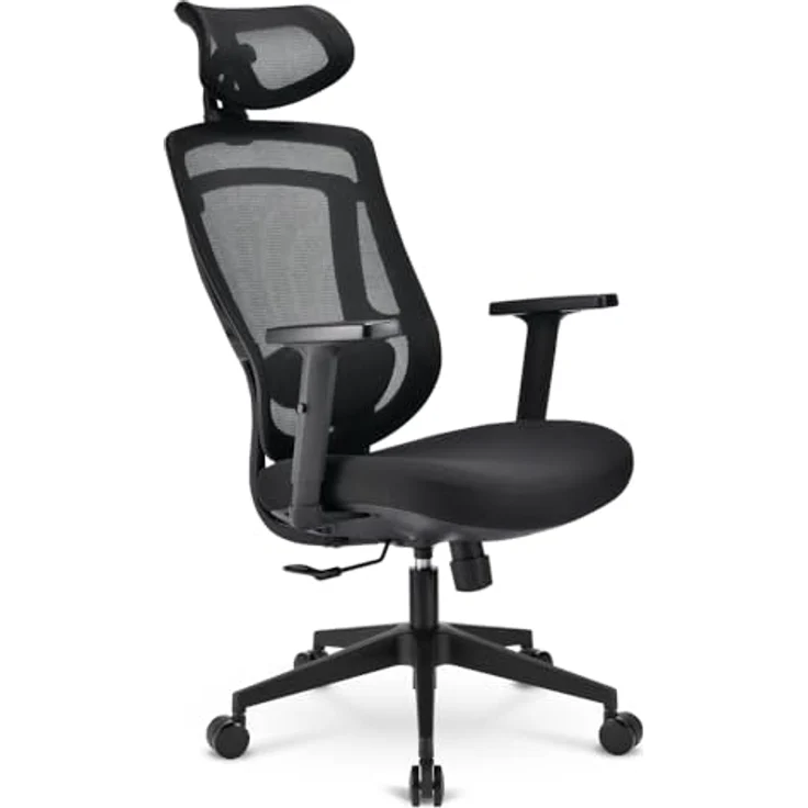 Sharkoon OfficePal C10, Ergonomischer Bürostuhl mit Netz-Rückenlehne, verstellbaren Armlehnen und integrierter Kopf- und Lordosenstützung, belastbar bis 110 kg – Bild 3