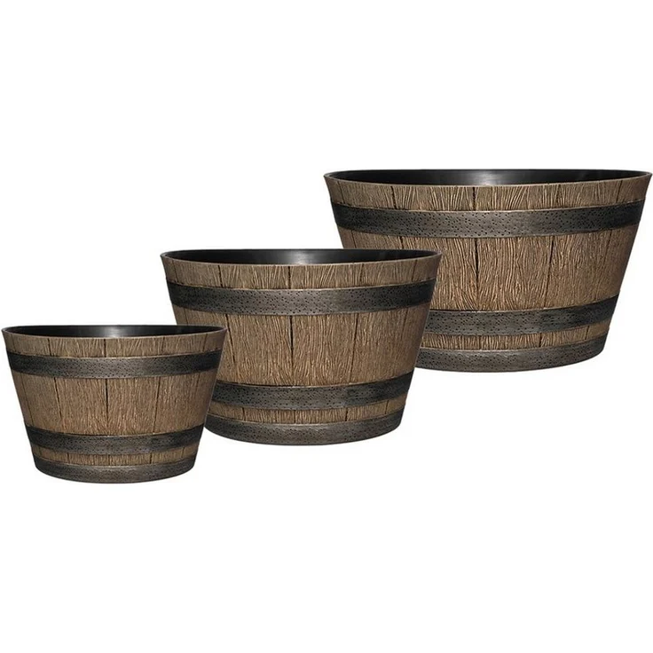 HTI-Living Pflanzkübel Blumenkübel Nessa Holzoptik 3er-Set (Set, 3 St, 3 Blumenkübel in verschiedenen Größen), Pflanzschale Kunststoff – Bild 1