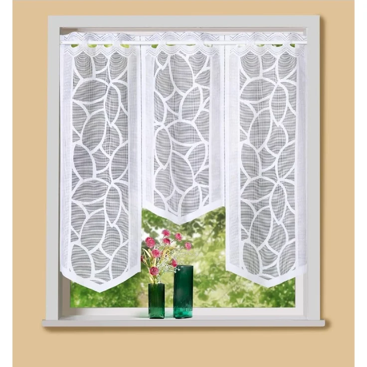 HOME WOHNIDEEN Scheibengardine Bistrogardine Flächenvorhang Jacquard weiß BxH 90x80cm, Ösen, transparent, Store – Bild 2