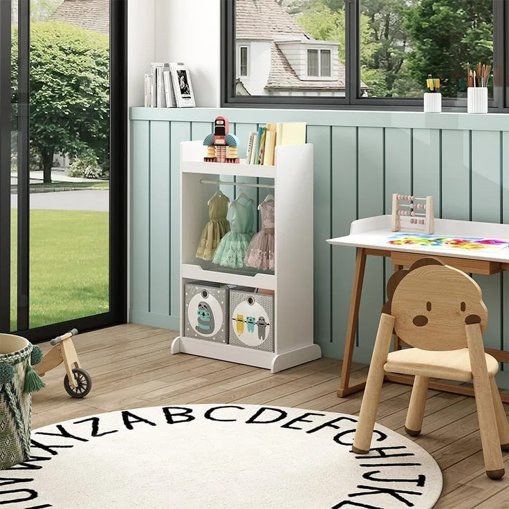 Kinderkleiderschrank Conny Weiß 67 x 110 cm mit Kleiderstange Vicco – Bild 2