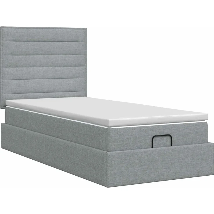 vidaXL Ottoman Bett mit Matratze Hellgrau 90 x 200 cm Stoff 3457376 – Bild 5