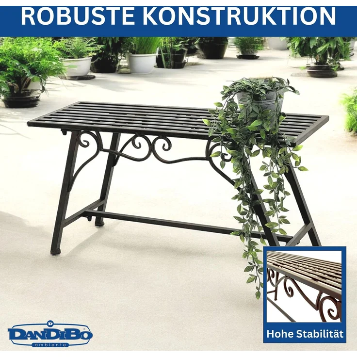DanDiBo Gartenbank Wetterfest Metall 83 cm Sitzbank mit Ornamenten "Cucciu S" Robuste Eisenbank im Antik-Design Ideal für Garten, Terrasse & Balkon – Bild 4