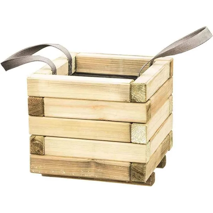 Taunus Pflanzkübel Modern 50 50x50x39 cm Kiefer FSC 100% kesseldruckimprägniert mit Trageschlaufen inkl. Geotextil